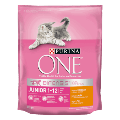 Purina ONE JUNIOR Csirkében gazdag, teljes kiőrlésű gabonákkal száraz macskaeledel 800 g