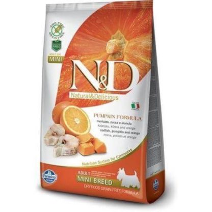 N&D Dog Grain Free tőkehal&narancs sütőtökkel adult mini kutyatáp